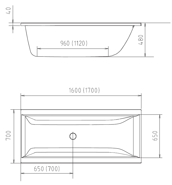 Polysan CLEO 170x70 vana, černá mat - 74611BM