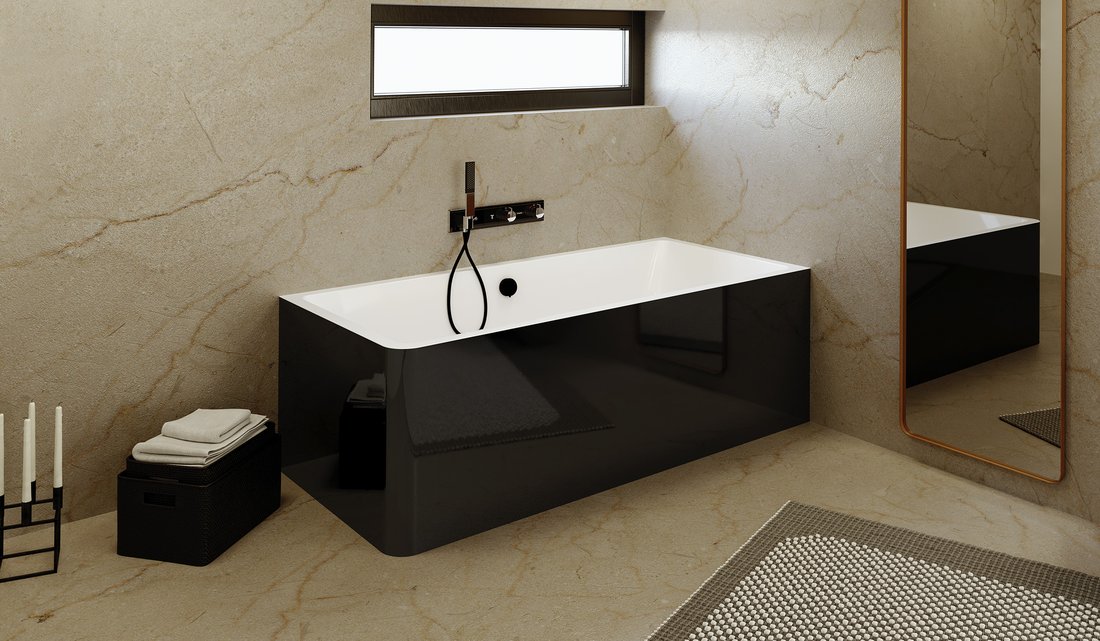 Polysan MARLENE CURVE R MONOLITH 195x85 vana černá - 78731MCRB