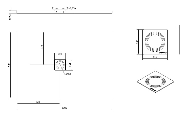 Polysan FLEXIA 130x90 bílá mat - 72896MAT