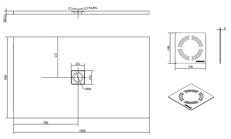 Polysan FLEXIA 150x90 bílá mat - 72898MAT