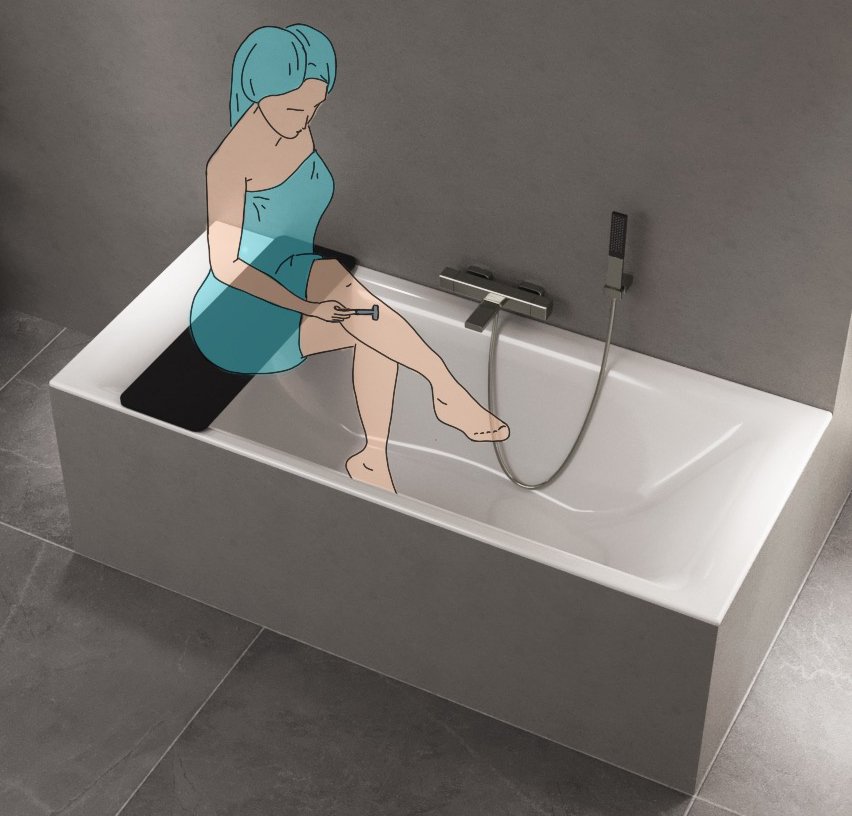 UNIVERSAL sedák na vanu, 75x25 cm, černá