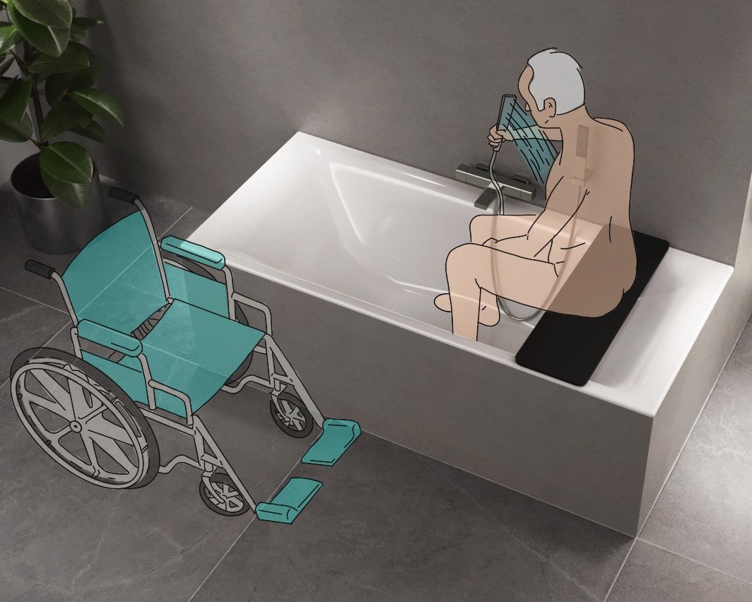 UNIVERSAL sedák na vanu, 80x25 cm, černá