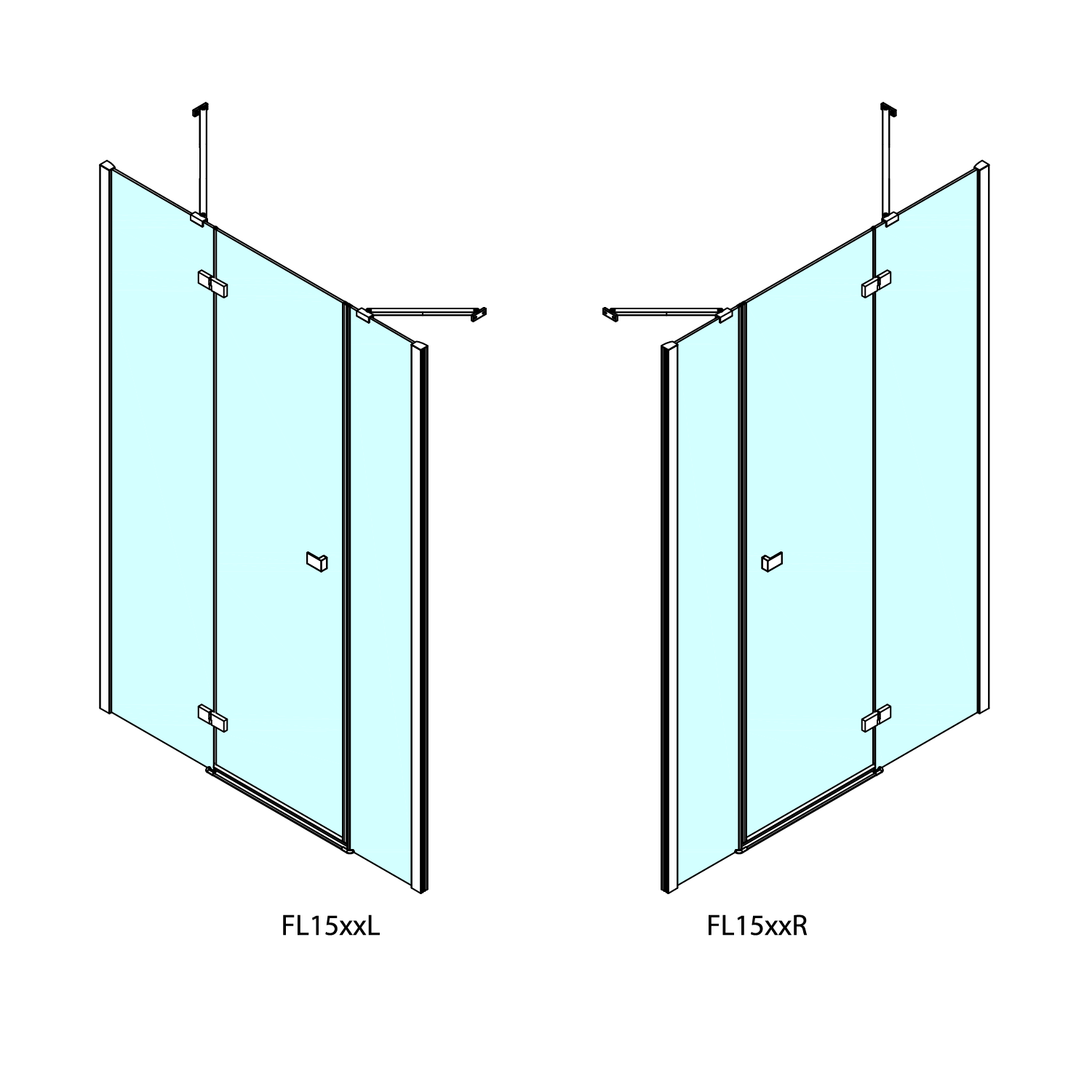 Polysan FORTIS LINE 1400mm, dveře s pevnou stěnou, 3-dílné, otočné, pravé - FL1514R
