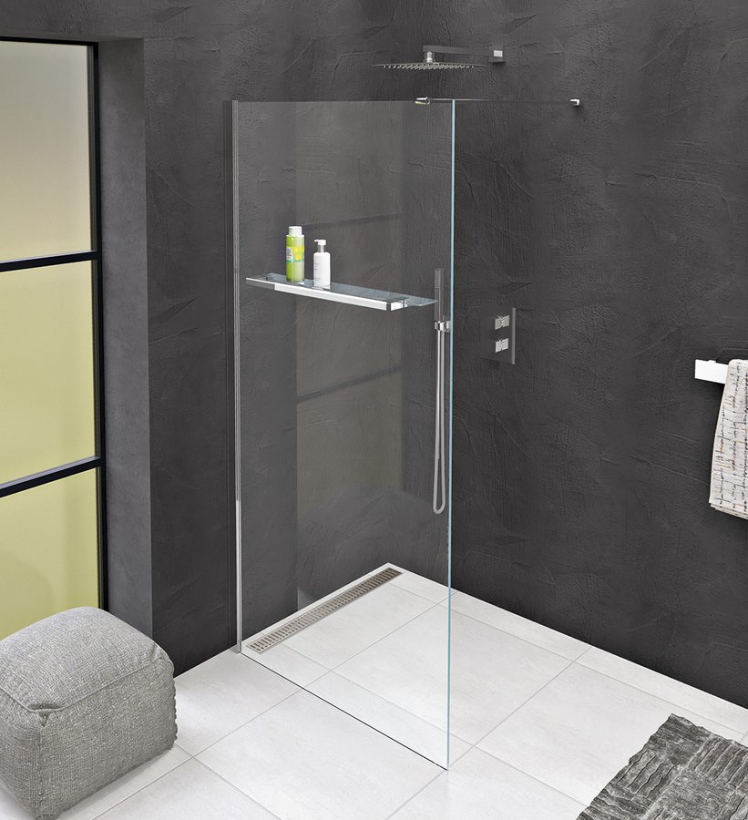 Polysan MODULAR SHOWER 1000 jednodílná pevná zástěna k instalaci na zeď, s otvory na držák ručníků- MS1-100-D
