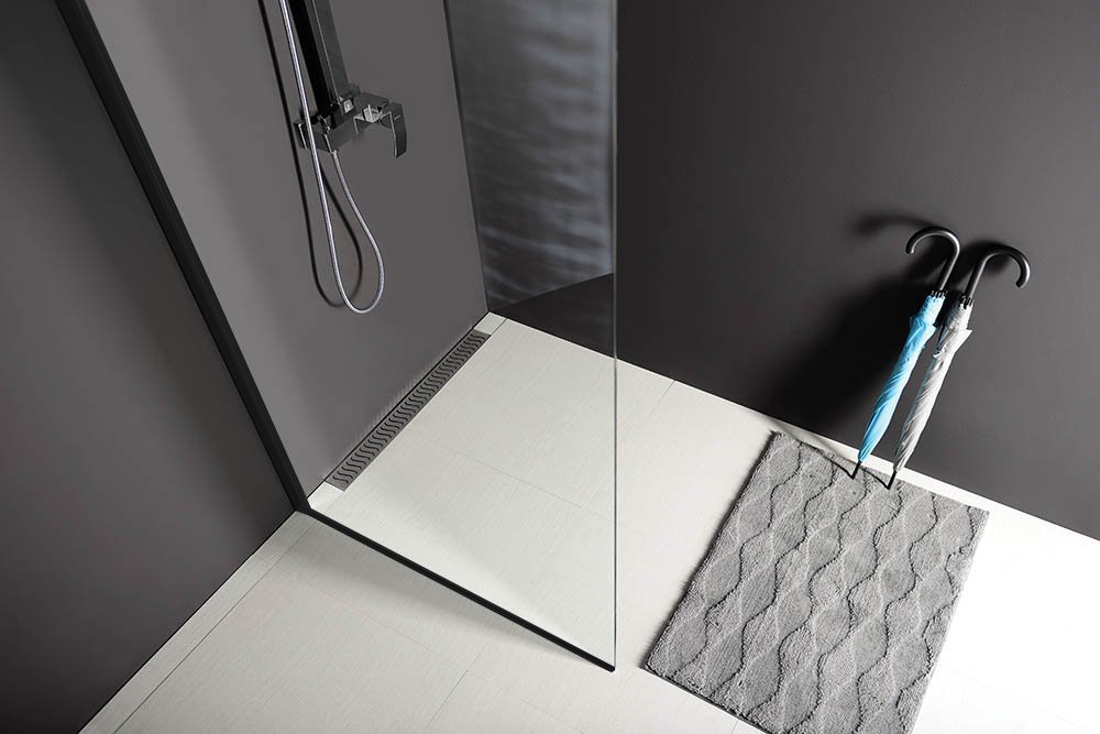 Polysan MODULAR SHOWER 1000 jednodílná pevná zástěna k instalaci na zeď, černá mat - MS1-100B