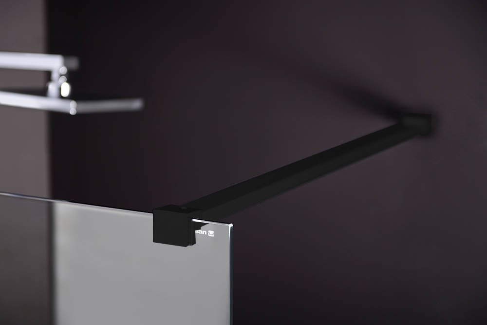 Polysan MODULAR SHOWER 1000 jednodílná pevná zástěna k instalaci na zeď, černá mat - MS1-100B