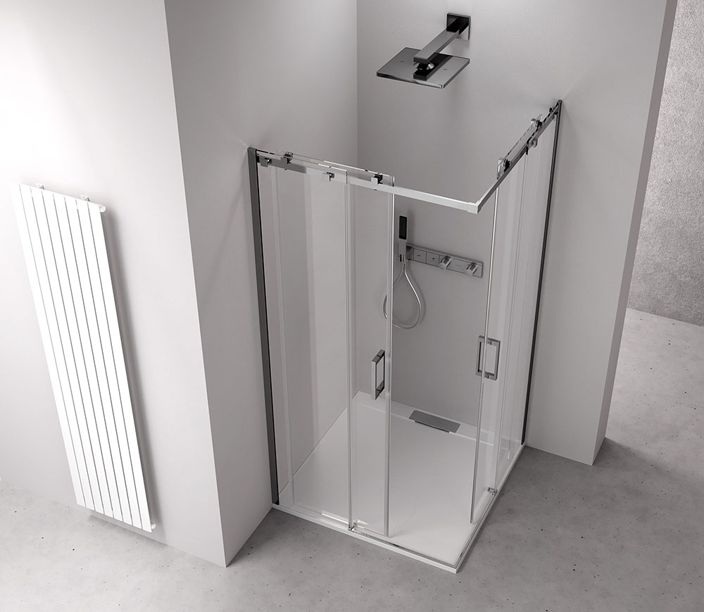 Polysan THRON LINE SQUARE obdélníkový sprchový kout 1100x900mm, hranaté pojezdy, rohový vstup - TL2190-5002