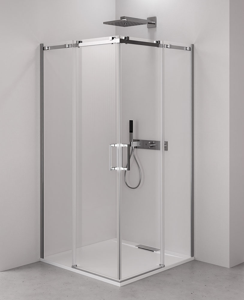 Polysan THRON LINE ROUND obdélníkový sprchový kout 1100x800mm, kulaté pojezdy, rohový vstup - TL2180-5005