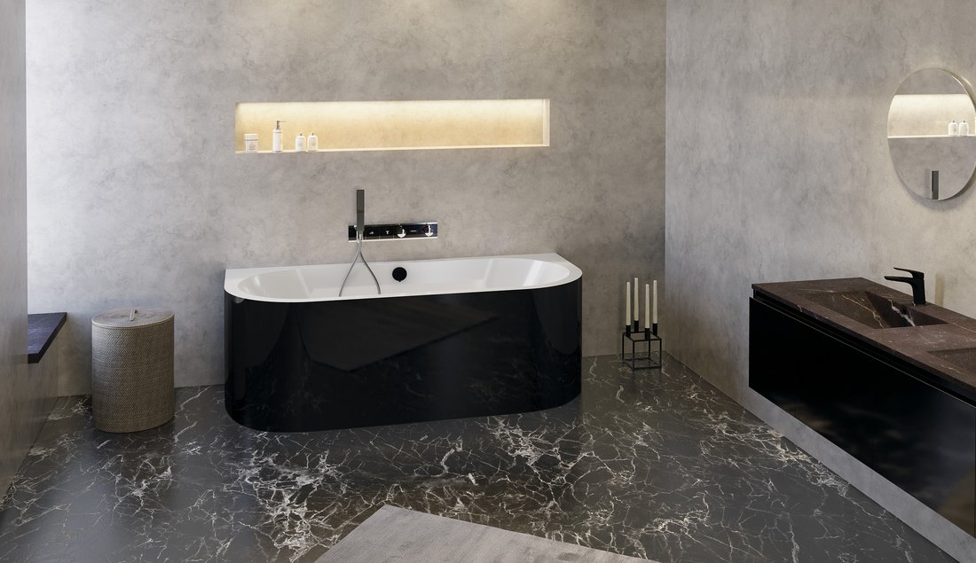 Polysan VIVA D MONOLITH 180x75 vana, černá - 89139MB