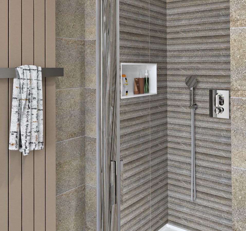 INSERTA zapuštěná police do obkladu, 810x270 mm, litý mramor, bílá