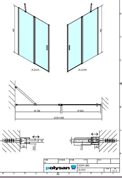 Polysan ZOOM LINE BLACK 1400, sprchové dveře - ZL1314B