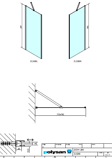 Polysan ZOOM LINE BLACK 800, boční stěna - ZL3280B