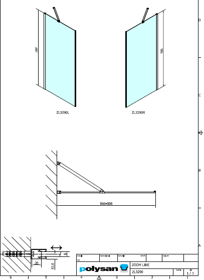 Polysan ZOOM LINE BLACK 900, boční stěna - ZL3290B