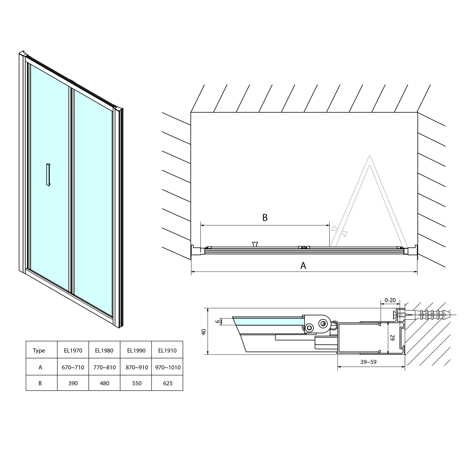 Polysan EASY LINE sprchové dveře skládací 900mm - EL1990