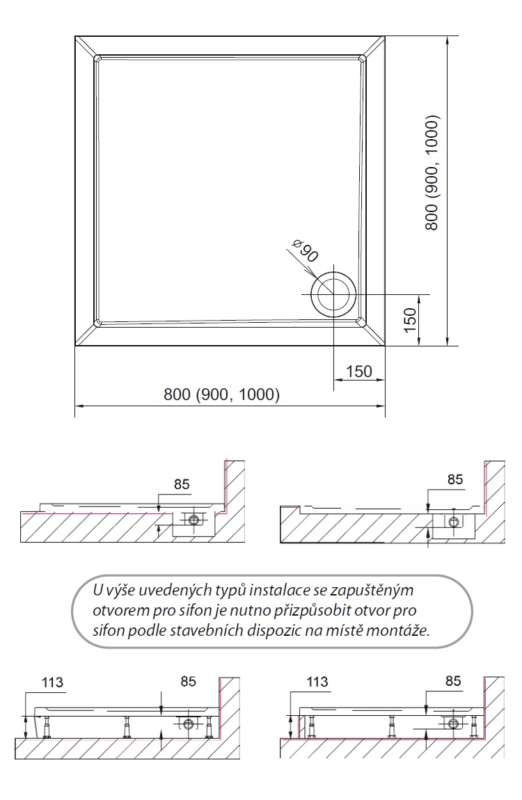 Polysan AURA 90x90x4cm - 43511