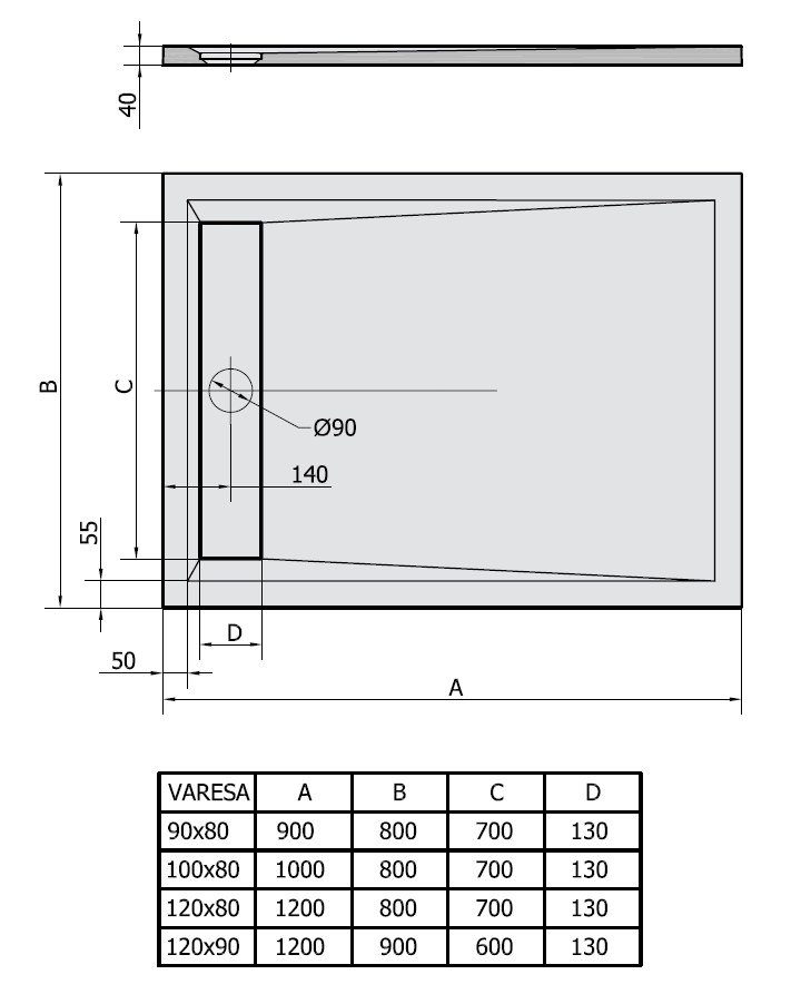 Polysan VARESA 120x90x4cm - 71603