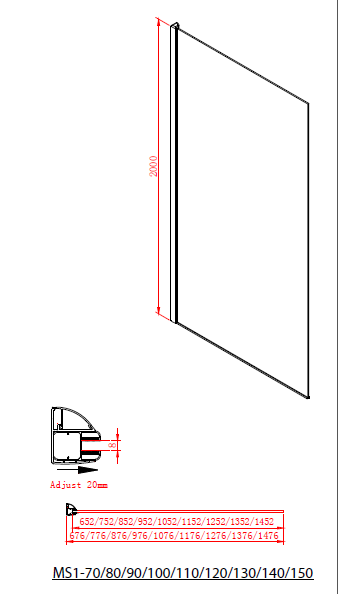 Polysan MODULAR SHOWER 1200 jednodílná pevná zástěna k instalaci na zeď -MS1-120