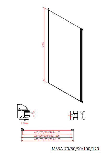 Polysan MODULAR SHOWER 1000 stěna k instalaci na zeď - MS3A-100