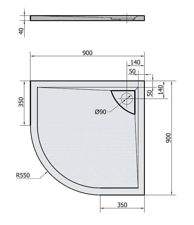 Polysan LUSSA R50 90x90x4cm - 78736