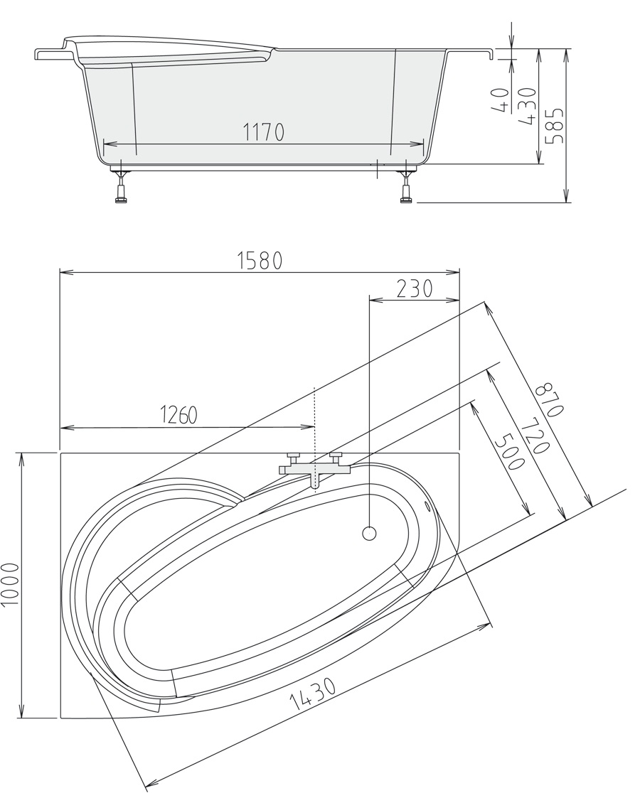 Polysan NAOS L 158 x 100 cm - 11011