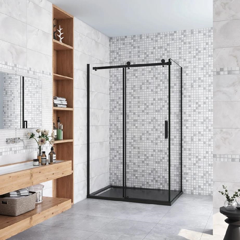 LUXURY BLACK sprchová zástěna 1200 x 800, černá mat, čiré sklo