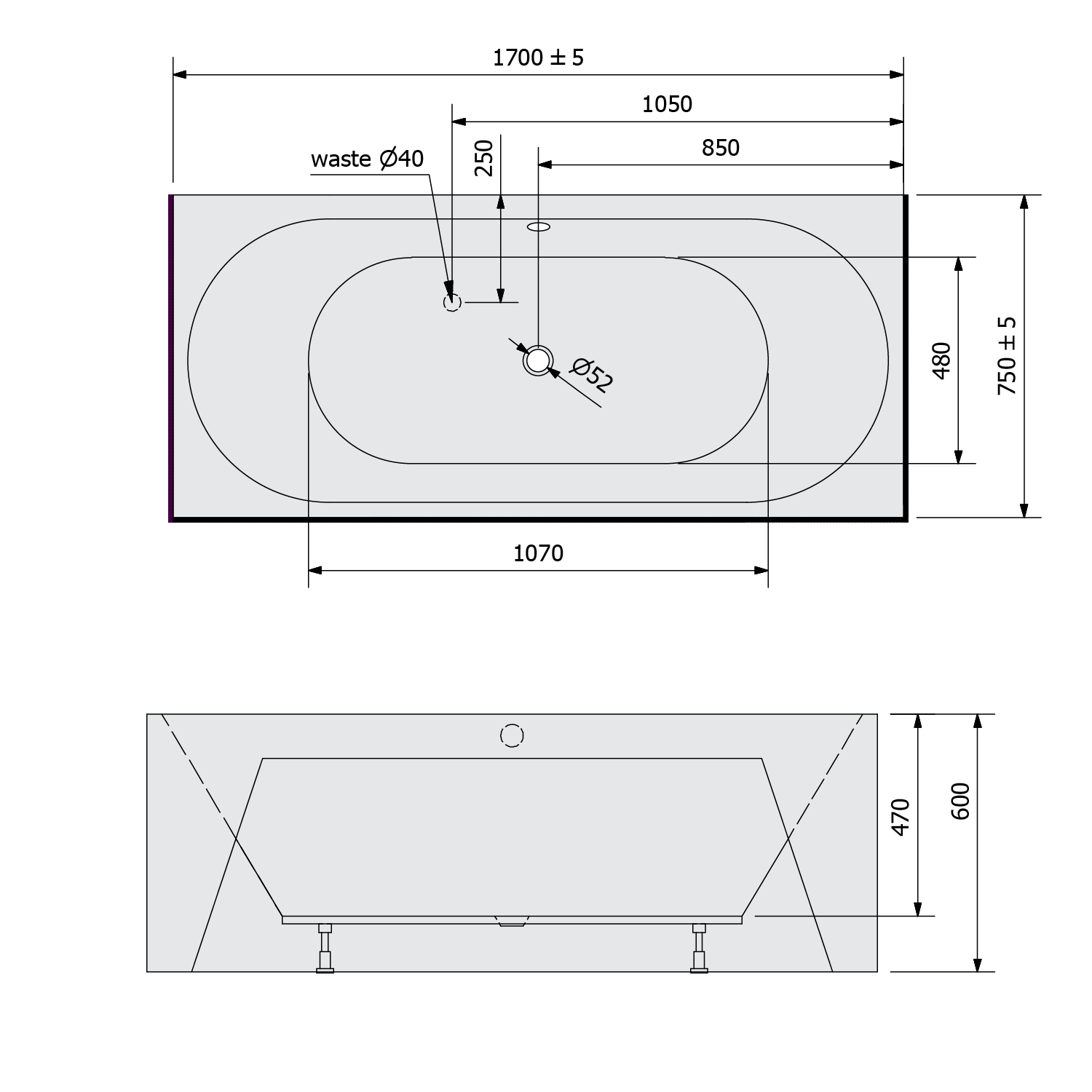 Polysan VIVA BD MONOLITH 170x75 vana - 88119MD