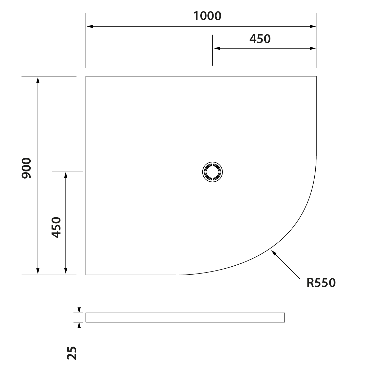 Polysan FLEXIA 100x90x2,5 cm, R550 levá - 91321