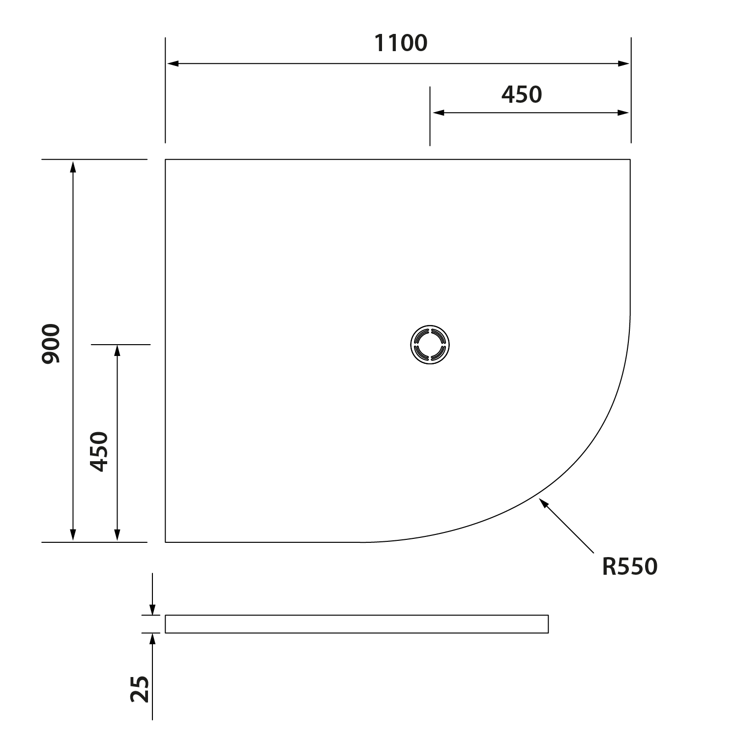 Polysan FLEXIA 110x90x2,5 cm, R550 levá - 91341