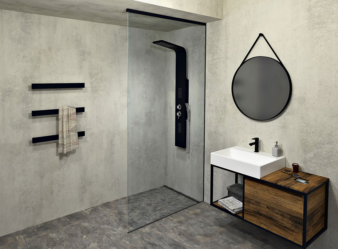 Polysan ARCHITEX LINE sada pro uchycení skla, podlaha-stěna-strop, max. š. 1200 mm, černý mat - AXL2812B