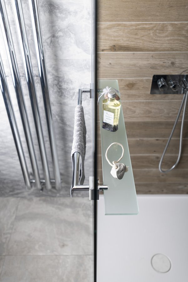 X-SQUARE police s držákem osušky na skleněnou zástěnu, chrom - XQ458