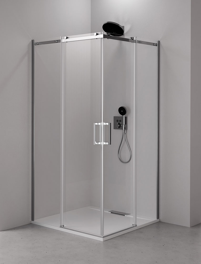 Polysan THRON LINE ROUND obdélníkový sprchový kout 1100x900mm, kulaté pojezdy, rohový vstup - TL2190-5005