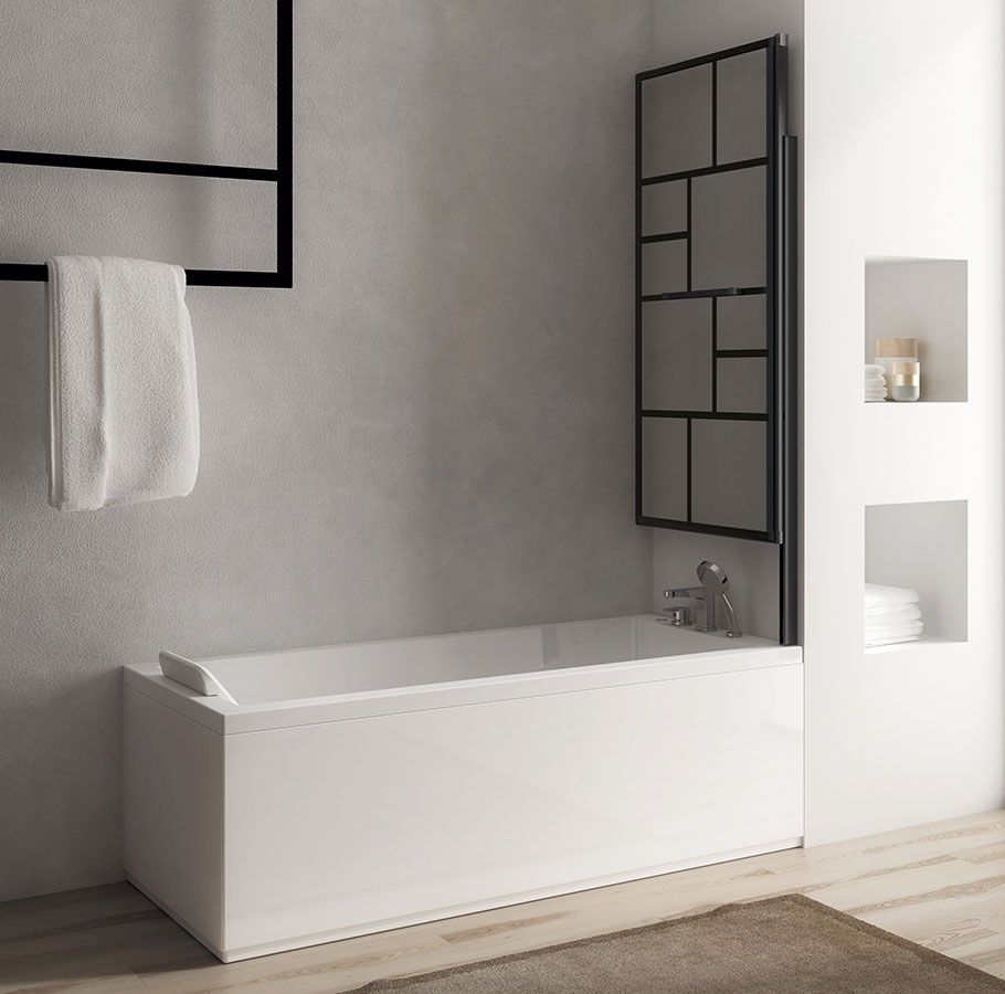 Polysan PARANA vanová zástěna s pneumatickým zdvihem 800 mm, černý matný rám, čiré sklo - 30346B