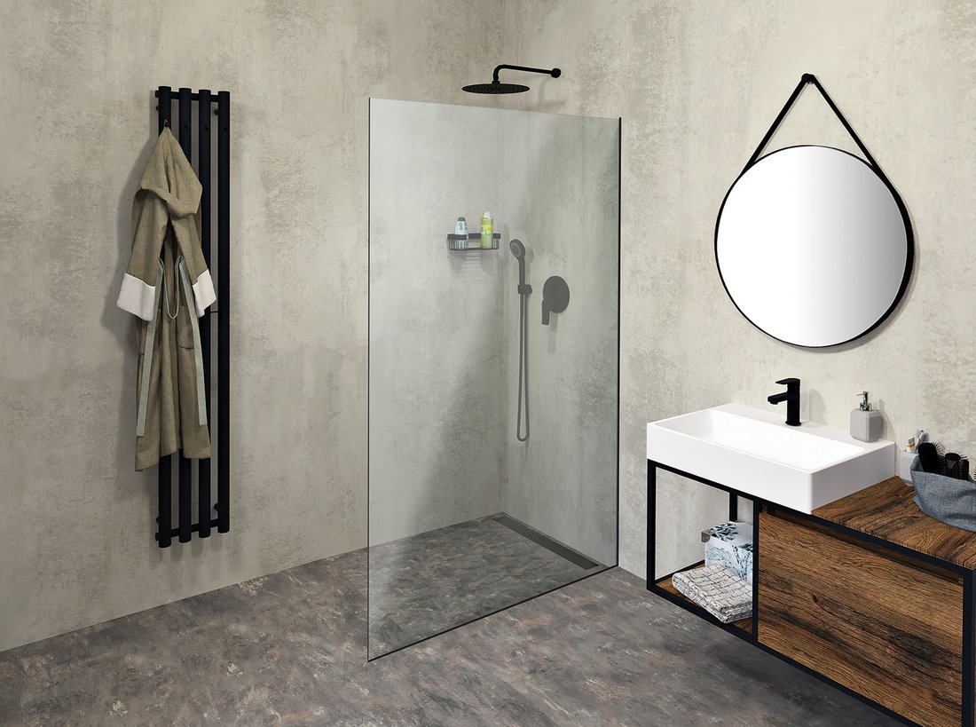 Polysan ARCHITEX LINE sada pro uchycení skla, podlaha-stěna, max. š. 1200 mm, černá mat - AXL2112B