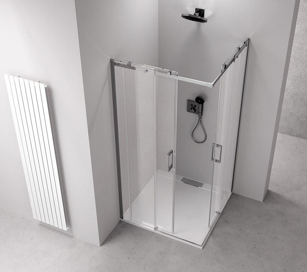 Polysan THRON LINE ROUND čtvercový sprchový kout 900 mm, kulaté pojezdy, rohový vstup - TL2990-5005