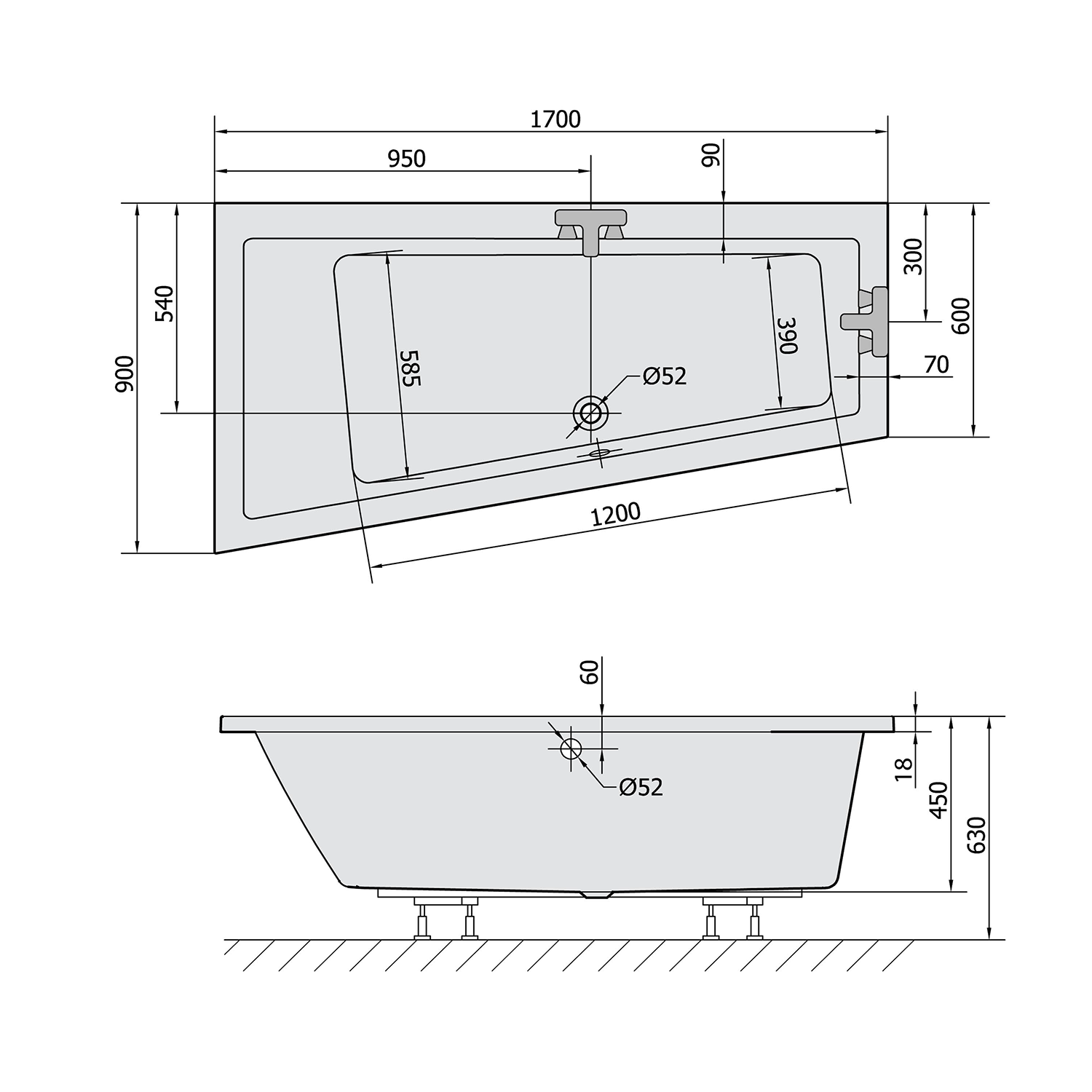 Polysan ANDRA L 170 x 90 cm SLIM - 81111S