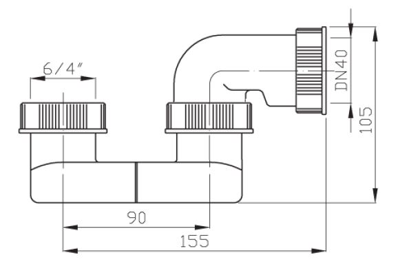 Odpadní sifon pro vanové výpusti s převlečnou matkou