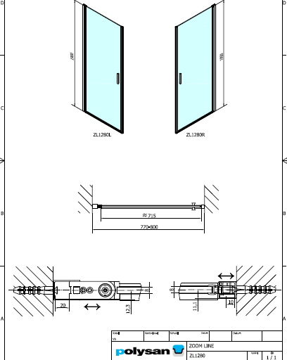 Polysan ZOOM LINE 800, sprchové dveře - ZL1280