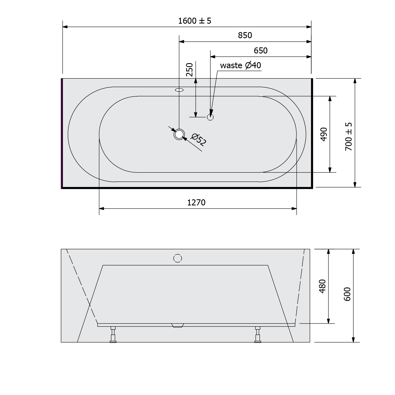 Polysan ASTRA BLD MONOLITH 160x70 vana - 32611MDL