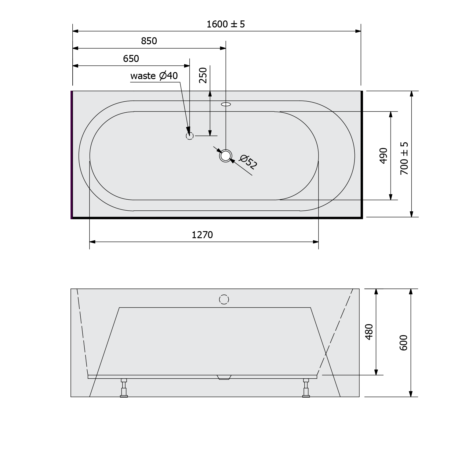 Polysan ASTRA BRD MONOLITH 160x70 vana - 32611MDR