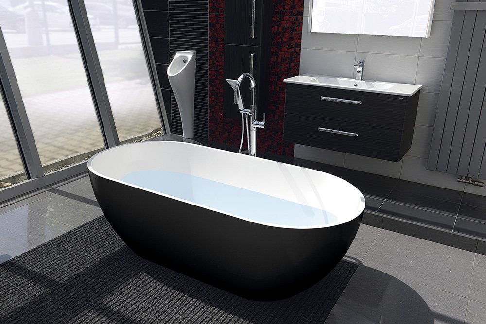 Polysan REDUTA 150x75x46 volně stojící vana, černá - 72974
