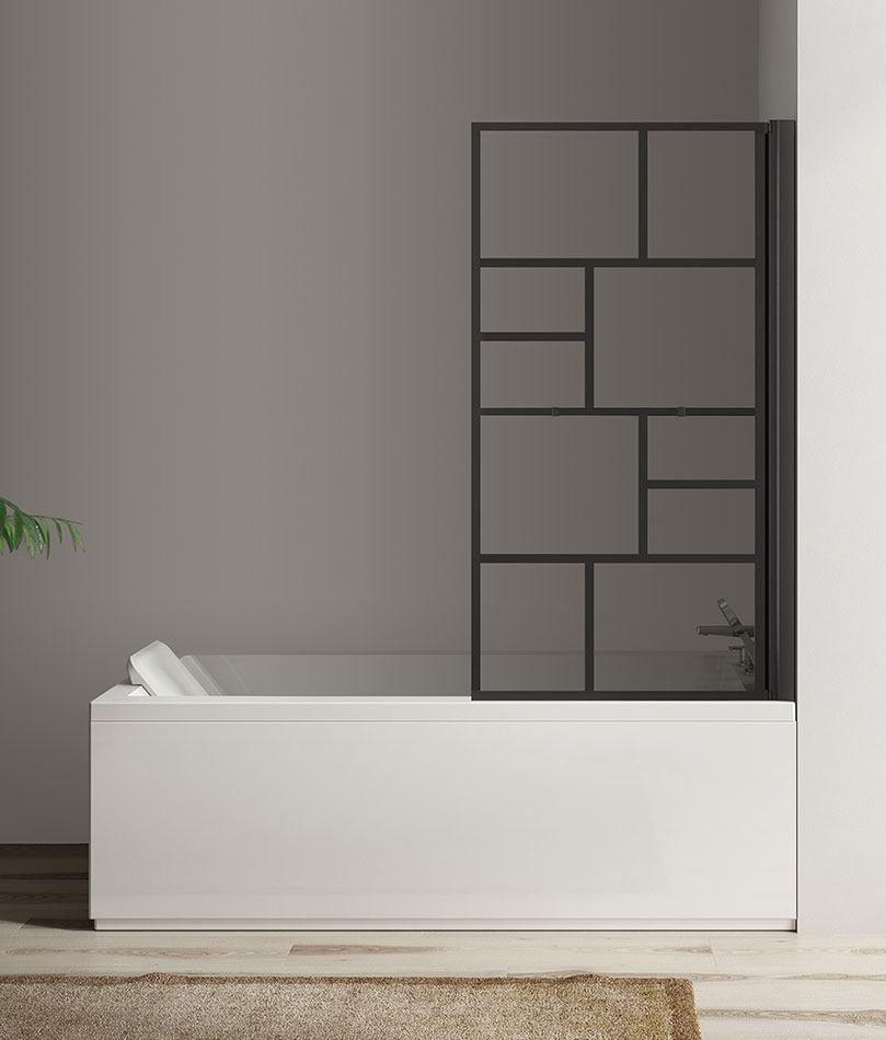 Polysan PARANA vanová zástěna s pneumatickým zdvihem 800 mm, černý matný rám, čiré sklo - 30346B