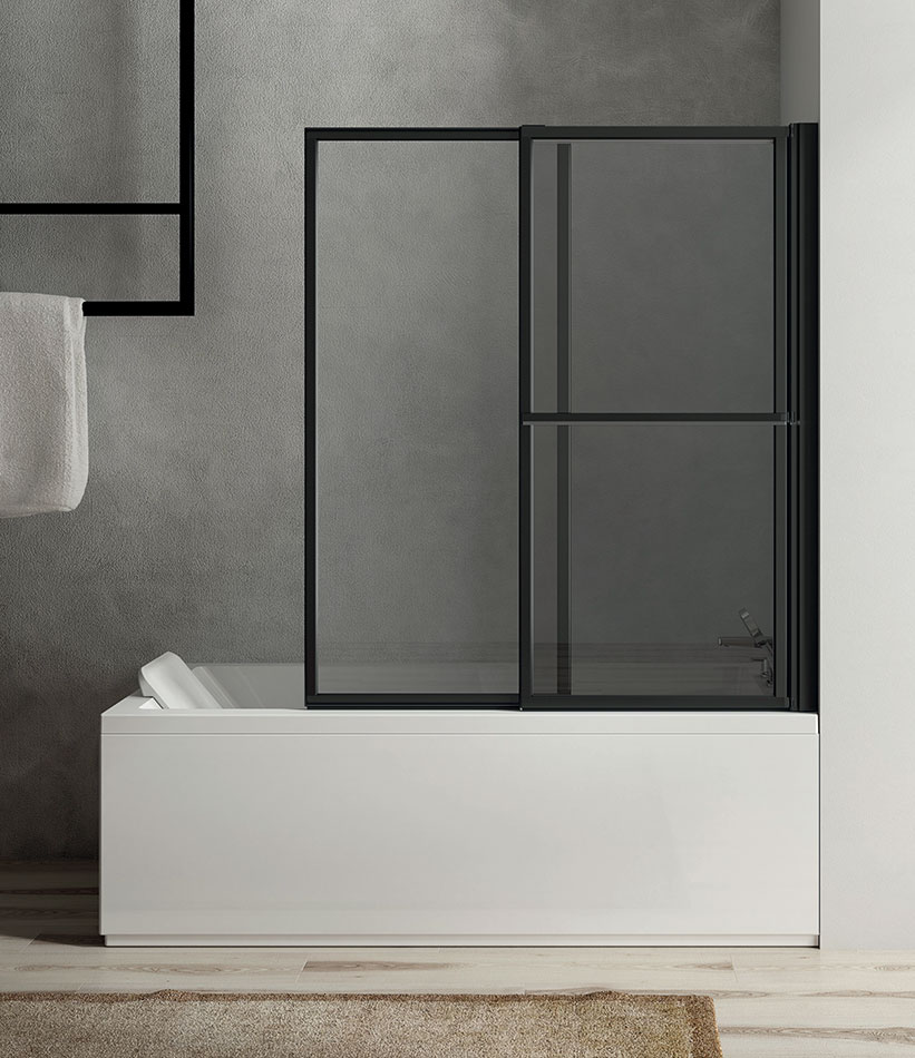 Polysan OLBIA vanová zástěna s pneumatickým zdvihem 1230 mm, černý matný rám, čiré sklo - 30317B