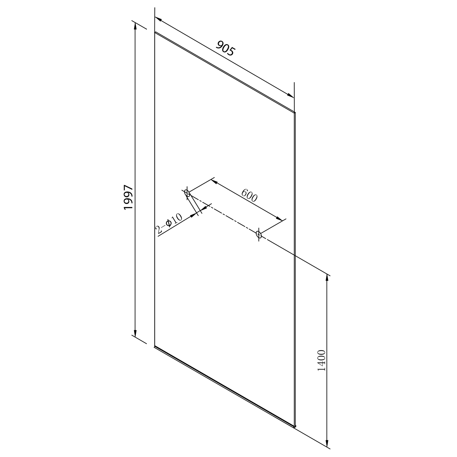 Polysan ARCHITEX LINE kalené čiré sklo, 905x1997x8mm, otvory pro poličku - AL2225-D