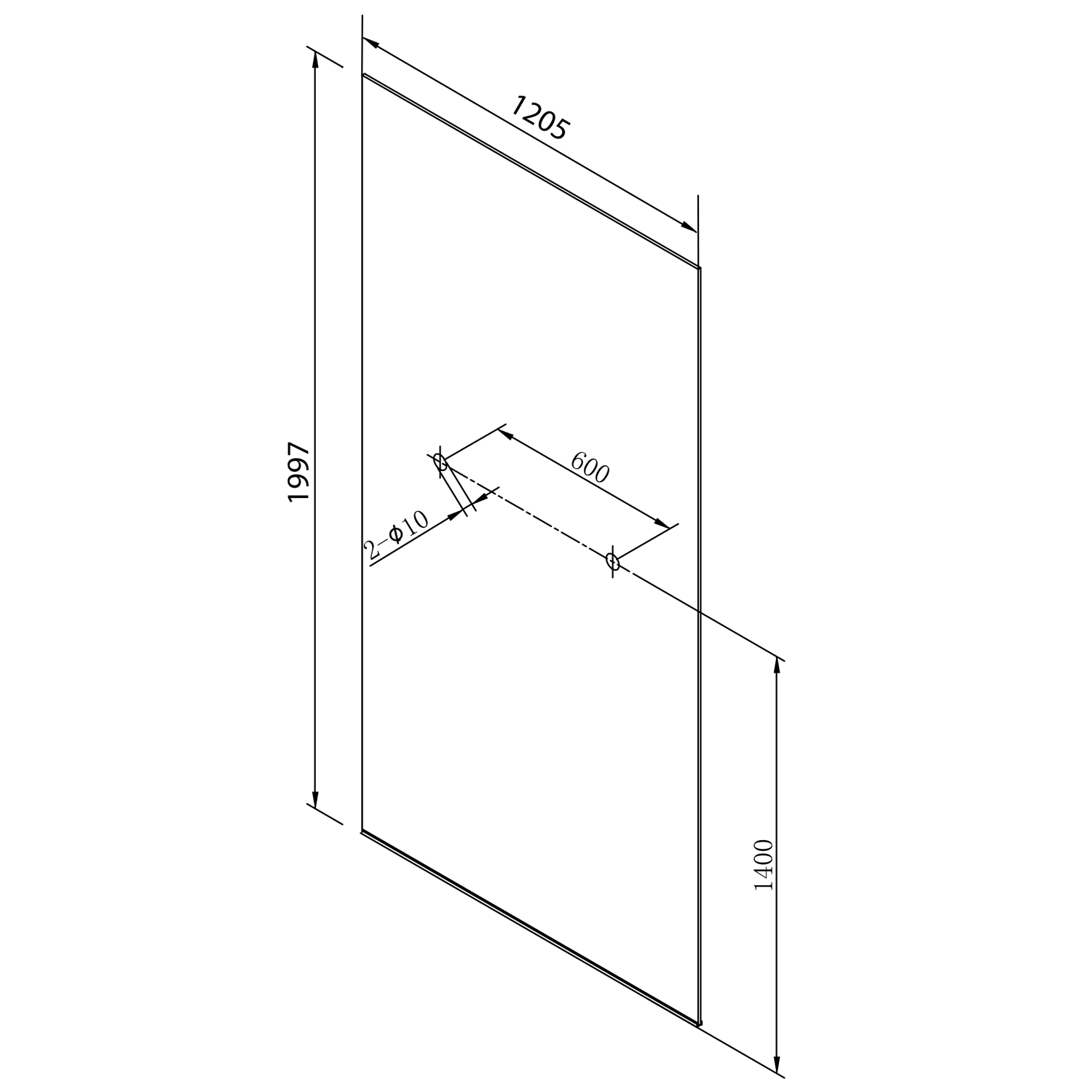 Polysan ARCHITEX LINE kalené čiré sklo, 1205x1997x8mm, otvory pro poličku - AL2254-D