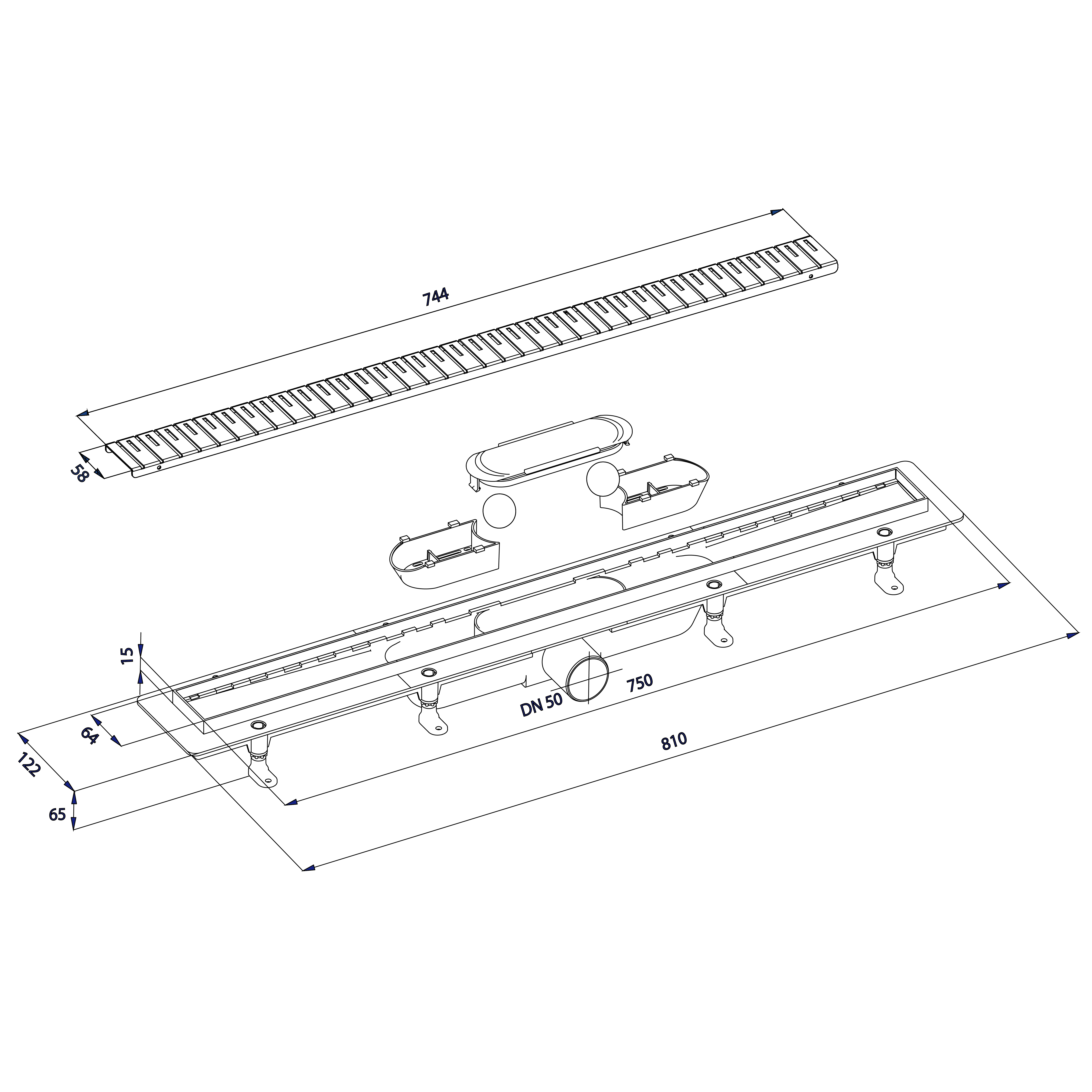 Polysan KLAVER 810 mm, kanálek s nerezovým roštem - 73731
