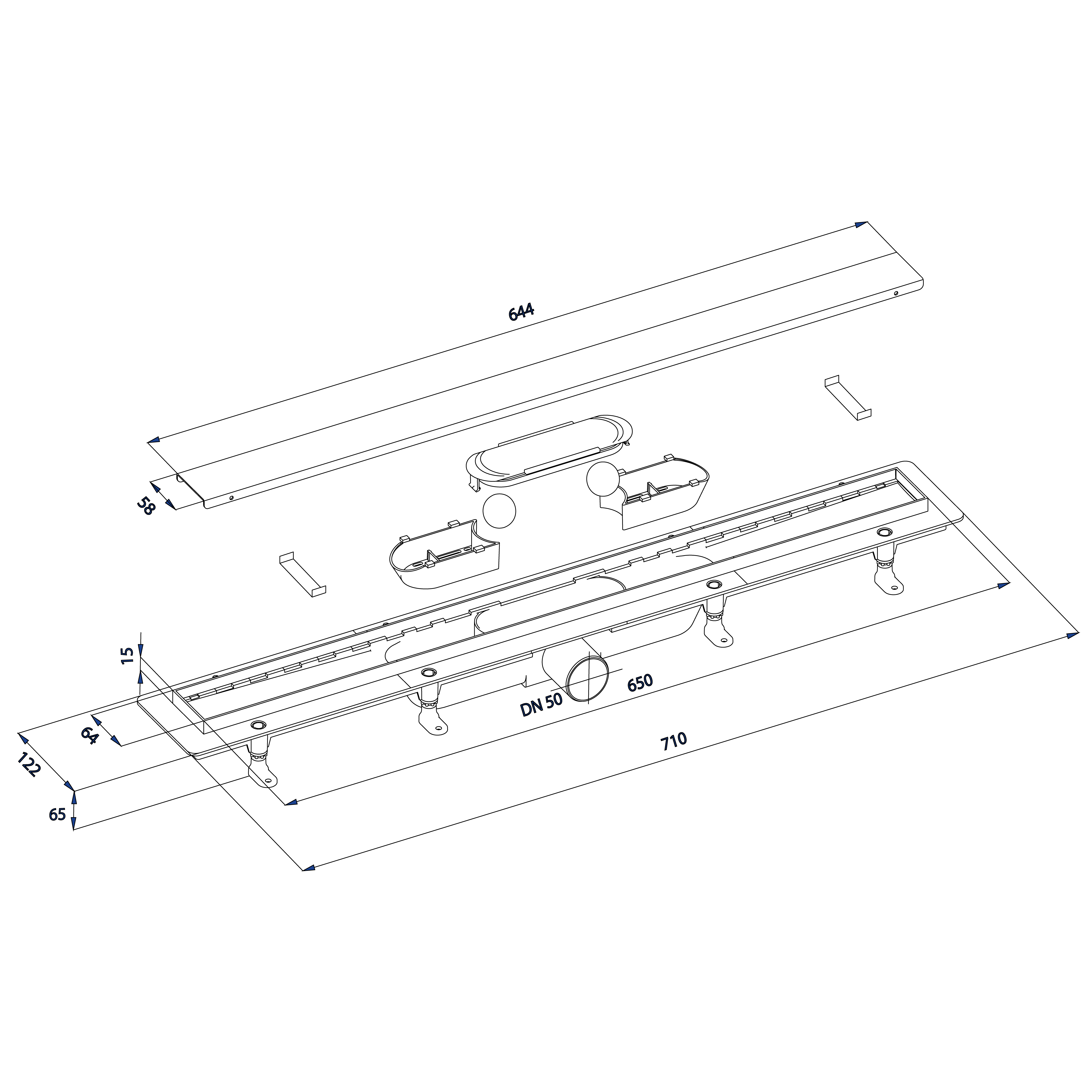 Polysan FLISE 710 mm, kanálek s nerezovým roštem - 73671