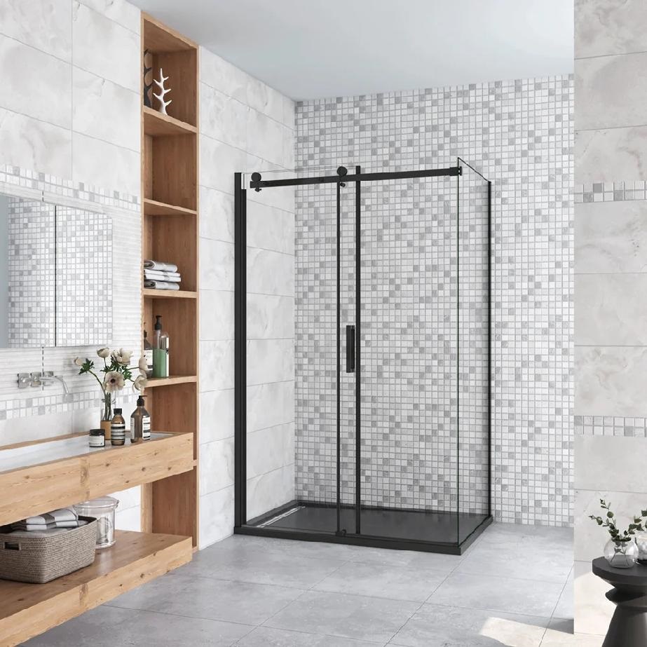 LUXURY BLACK sprchová zástěna 1200 x 800, černá mat, čiré sklo