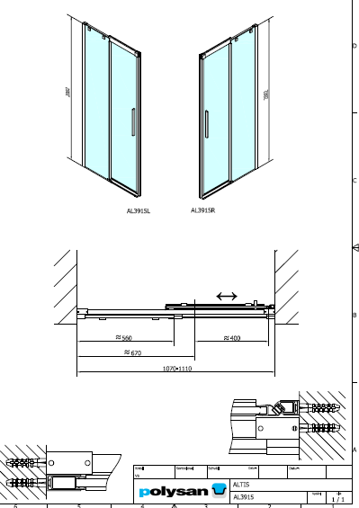 Polysan ALTIS LINE 1100, posuvné dveře do niky - AL3915C