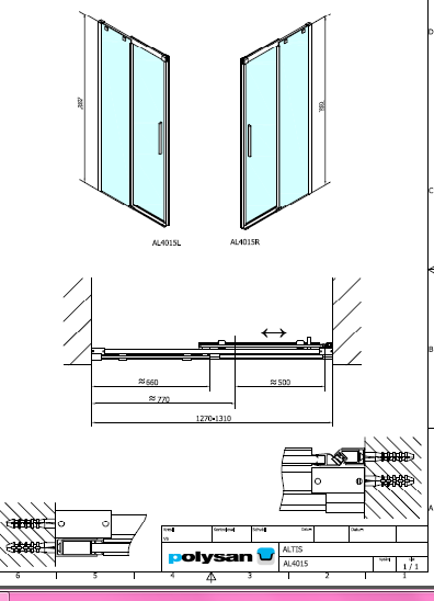 Polysan ALTIS LINE 1300, posuvné dveře do niky - AL4015C