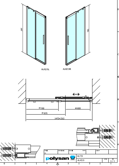 Polysan ALTIS LINE 1500, posuvné dveře do niky - AL4215C